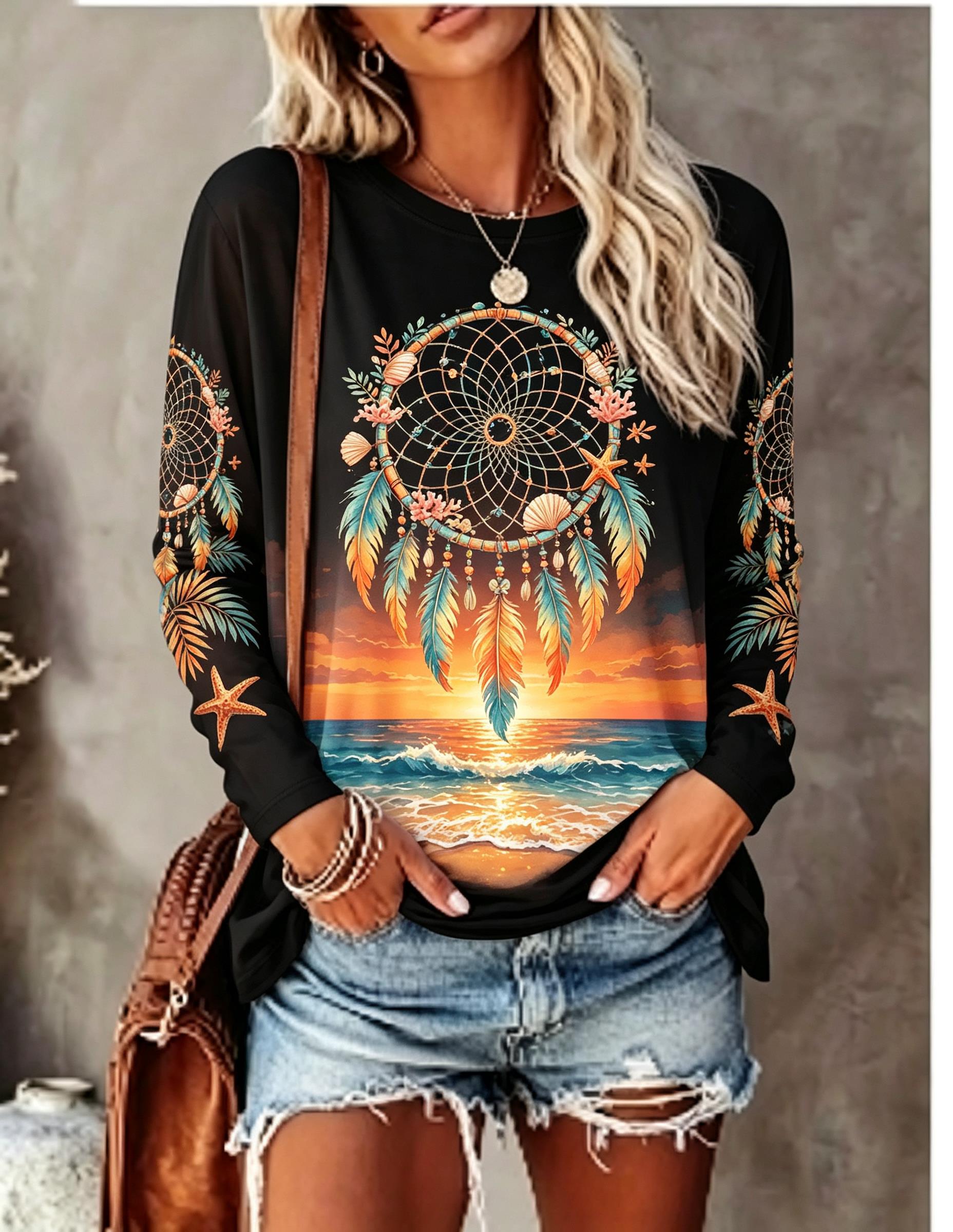 Women's Crew Neck Long Sleeve  - Blouses 评论和价格