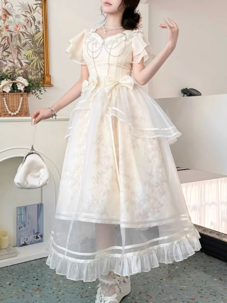 Forest Style Sweet Vintage Bow - French Vintage Floral Midi Dress 评论和价格