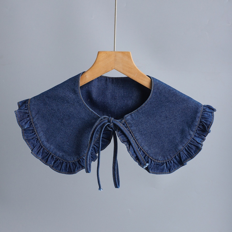 Sweet Blue Denim Ruffle False  - Blouses 评论和价格