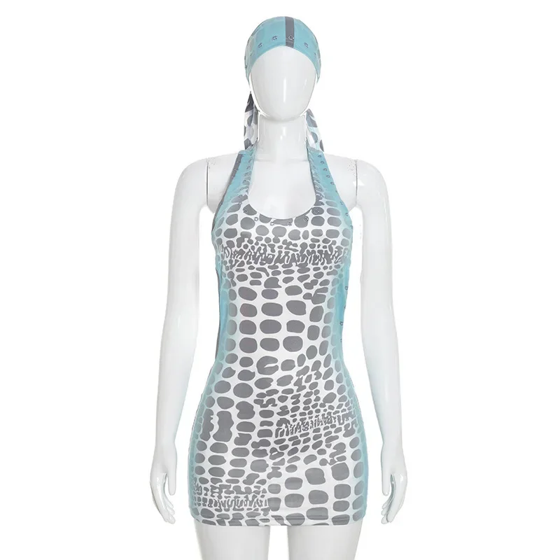 Sexy Halter Rivet Mini Dress W - Y2K Backless Halter Mini Dress 评论和价格