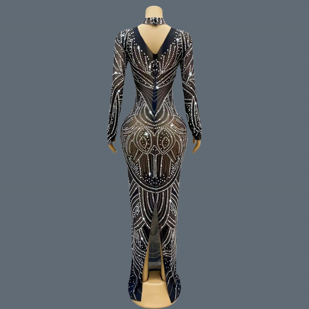Black New Style Sparkly Rhines - Sparkly Rhinestone Club Party Dress 评论和价格