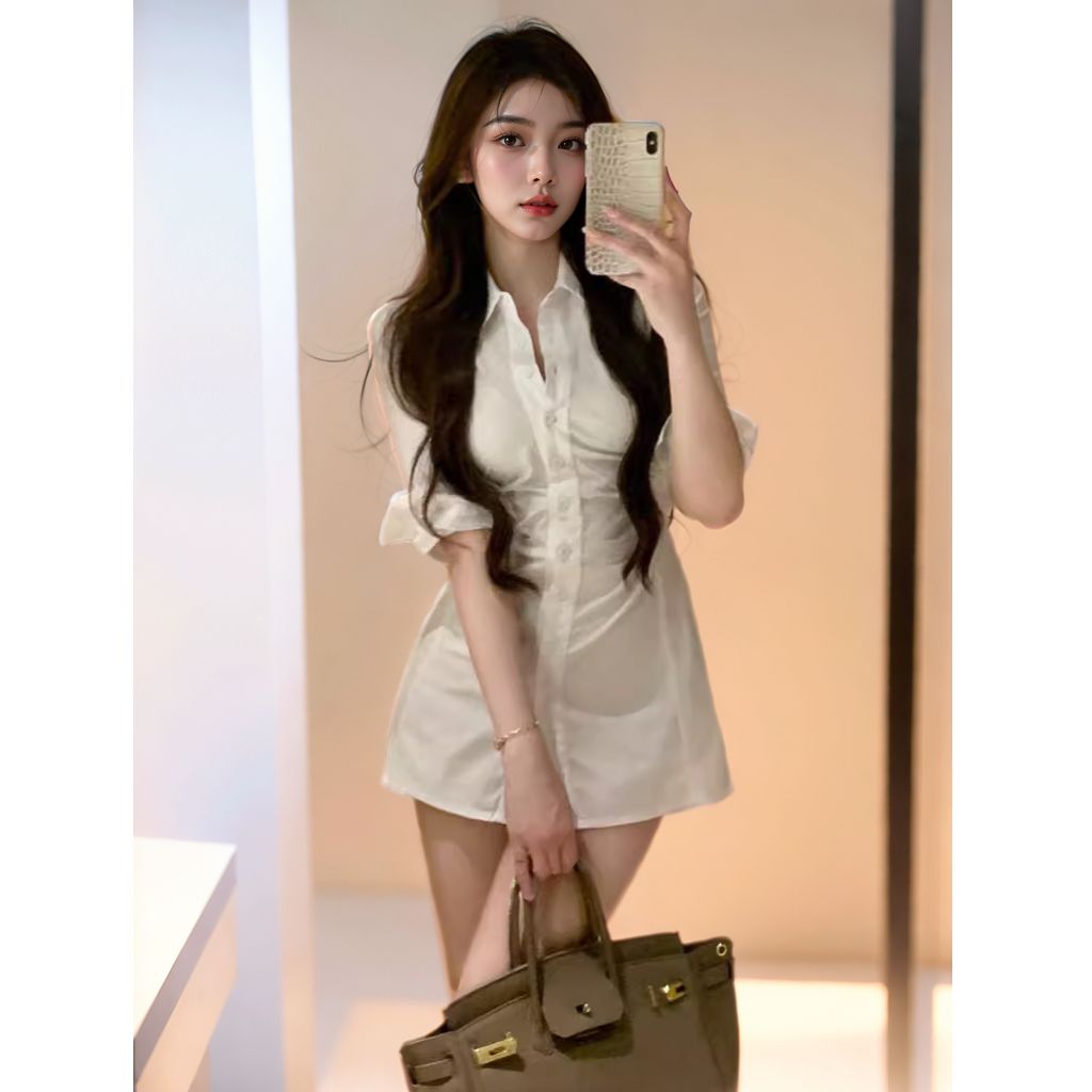 Pure Desire Korean Style Desig - Korean Style A Line Shirt Dress 评论和价格