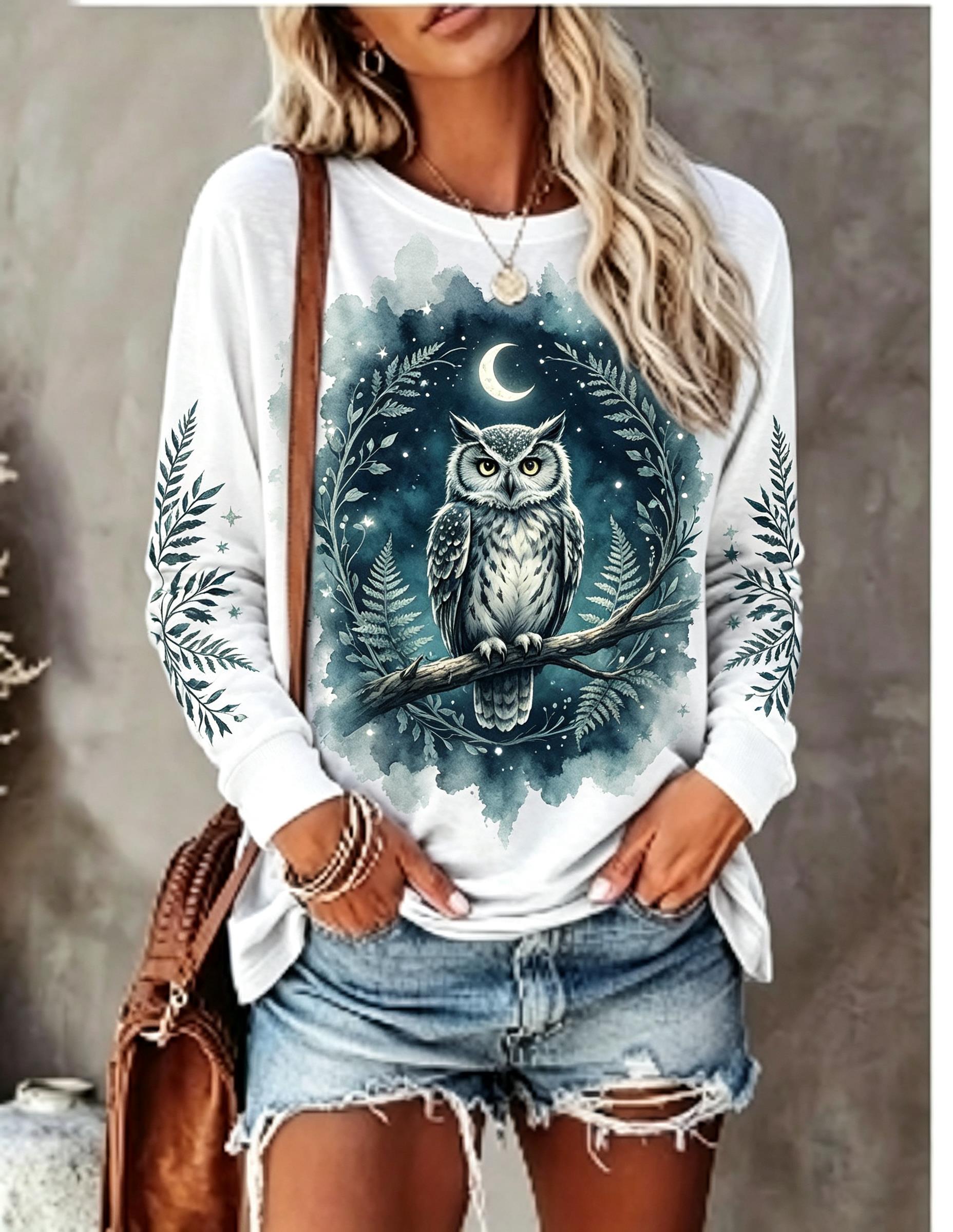 Women Long Sleeve T Shirt Howl - Blouses 评论和价格