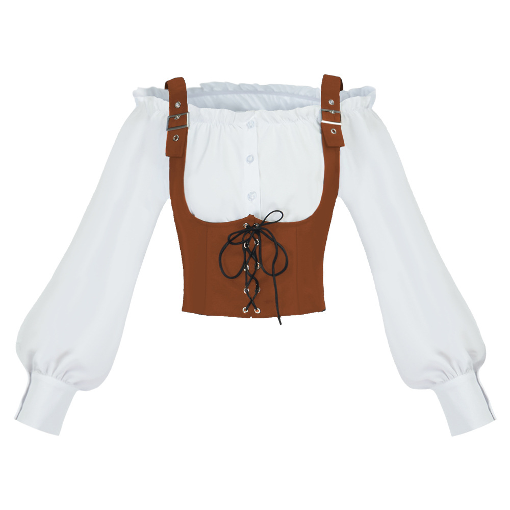 Retro Western Style Women Blou - Blouses 评论和价格